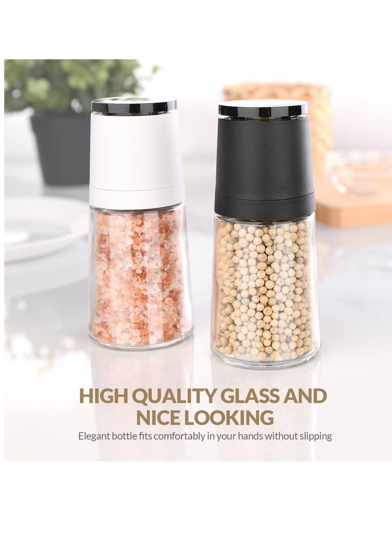 XiuWoo Salt and Pepper Grinder Set of Two, Shakers with Adjustable Ceramic Core& Glass Body, Mill for Spice Barbecue - Image 5