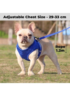 Kuber Industries Reflective Dog Harness With Adjustable Leash|Breathable Polyester Mesh Fabric |Small Size|Ht-844|Comfortable No-Pull Grip|Quick Release Buckles|Easy On - Easy Off Harness|Blue  - Image 4