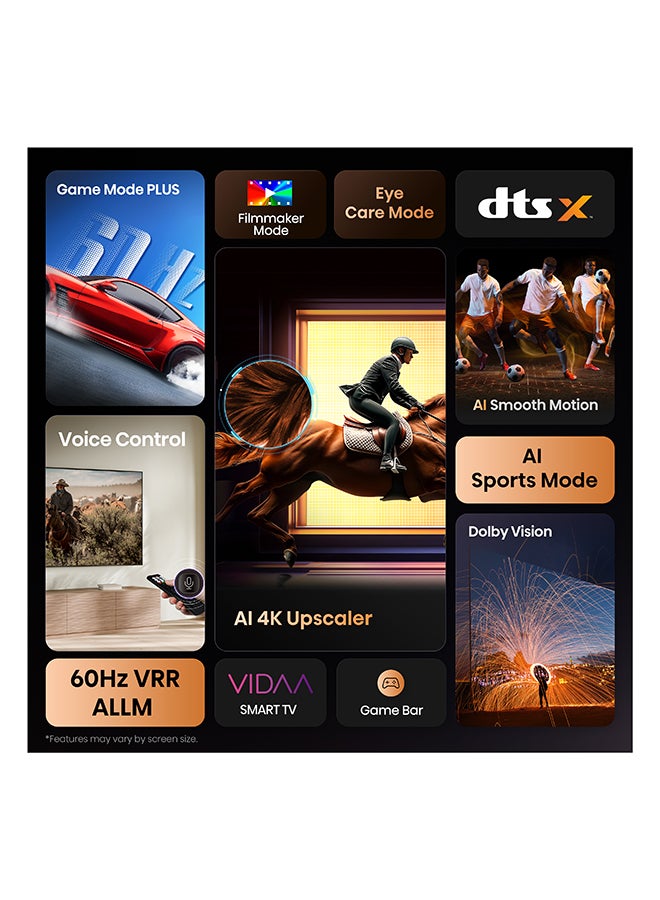 هايسنس تلفاز سمارت 58 بوصة من هايسنس UHD 4K E6Q - رؤية دولبي، معزز 4K بالذكاء الاصطناعي، ألعاب بدولبي، حركة سلسة مع MEMC، وضع الرياضة بالذكاء الاصطناعي، تحكم صوتي، مشاركة إلى التلفاز، يوتيوب، نتفليكس، ديزني+، شاهد 58E6Q (نسخة الإمارات 2025) - Image 3