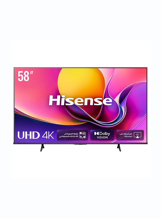 هايسنس تلفاز سمارت 58 بوصة من هايسنس UHD 4K E6Q - رؤية دولبي، معزز 4K بالذكاء الاصطناعي، ألعاب بدولبي، حركة سلسة مع MEMC، وضع الرياضة بالذكاء الاصطناعي، تحكم صوتي، مشاركة إلى التلفاز، يوتيوب، نتفليكس، ديزني+، شاهد 58E6Q (نسخة الإمارات 2025) - Image 1