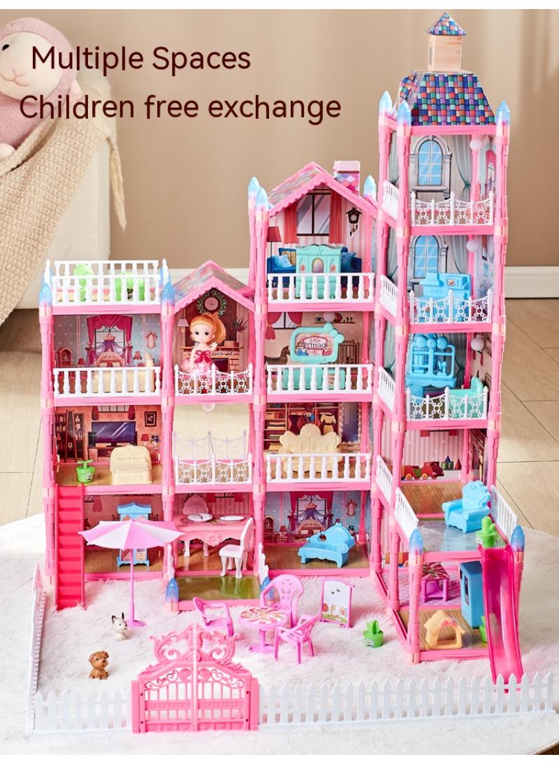 بيوينتي ديي دمية البيت مع أضواء الليل حلم الأميرة ، فتاة التظاهر لعبة حلم البيت فيلا - 5 طوابق 16 غرفة دمية البيت ، ملعب للأطفال هدية أفضل هدية عيد ميلاد فتاة يوم الطفل - Image 2