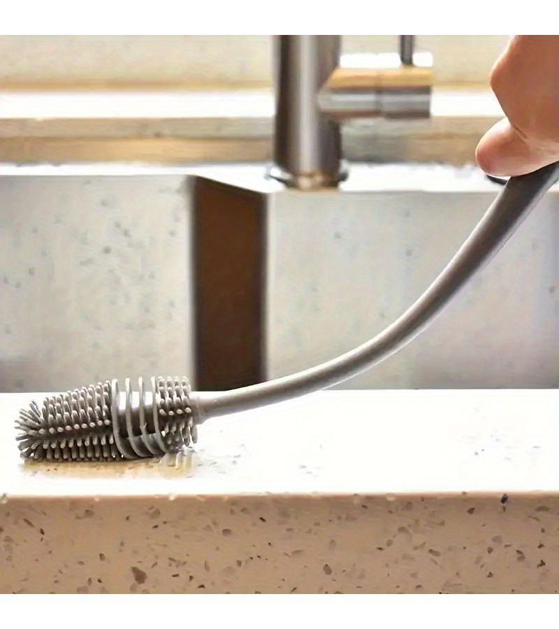 1pc Multi Purpose Silicone Cleaning Brush With Long Handle Versatile For Kitchen Bathroom Car Cup And Bottle Scrubbing No Electricity Needed - Image 4