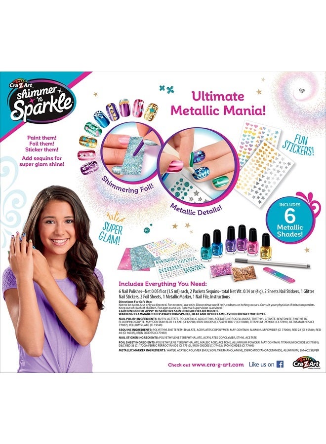 Cra-Z-Art Shimmer 'n Sparkle Metallic Rainbow Nail Art Design Kit for Ages 8 and up - Image 2