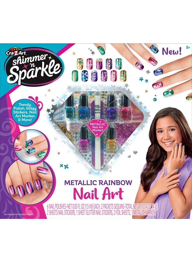 Cra-Z-Art Shimmer 'n Sparkle Metallic Rainbow Nail Art Design Kit for Ages 8 and up - Image 1