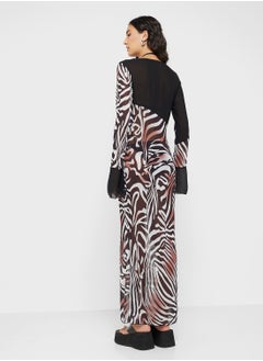 Ginger Zebra Print Maxi Dress With Sheer Cutout  - Image 2