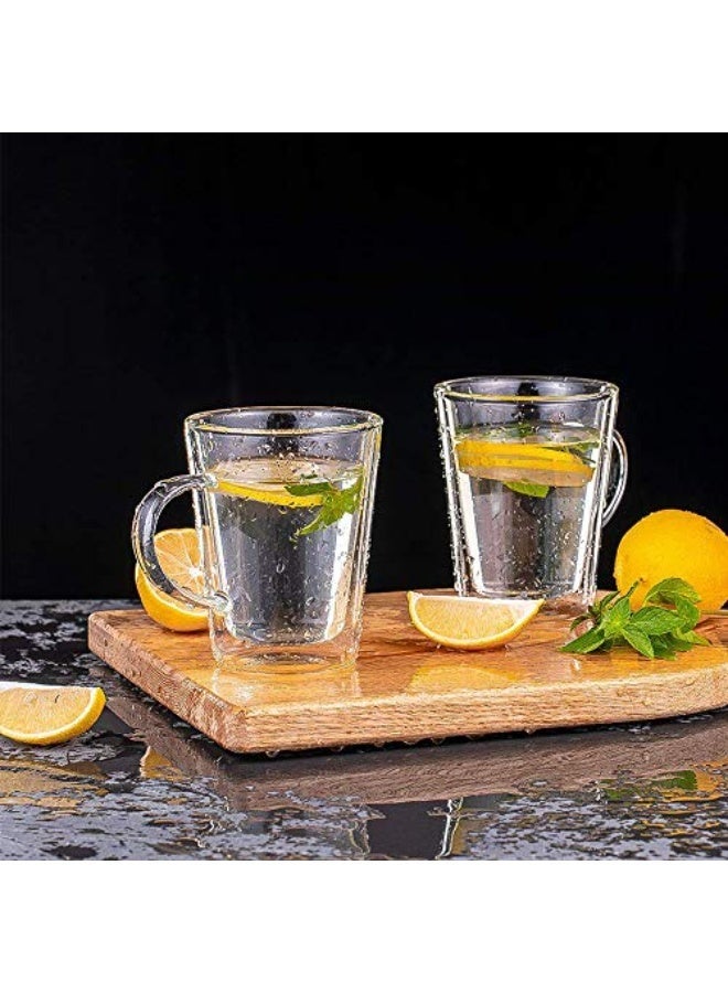 BLACKSTONE Double Wall Espresso Glass Cups Set of 2 Borosilicate Insulated Clear Arabic Coffee Cups with Handle for Hot Drinks, DH407 (100ML, 2 Piece Set) - Image 4