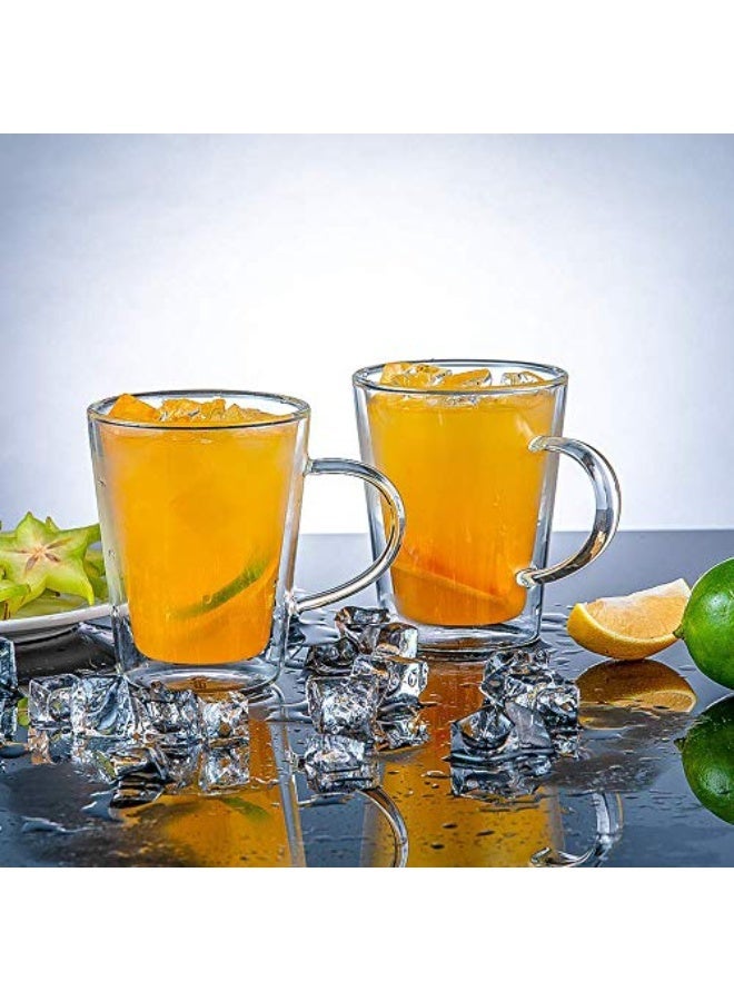 BLACKSTONE Double Wall Espresso Glass Cups Set of 2 Borosilicate Insulated Clear Arabic Coffee Cups with Handle for Hot Drinks, DH407 (100ML, 2 Piece Set) - Image 3