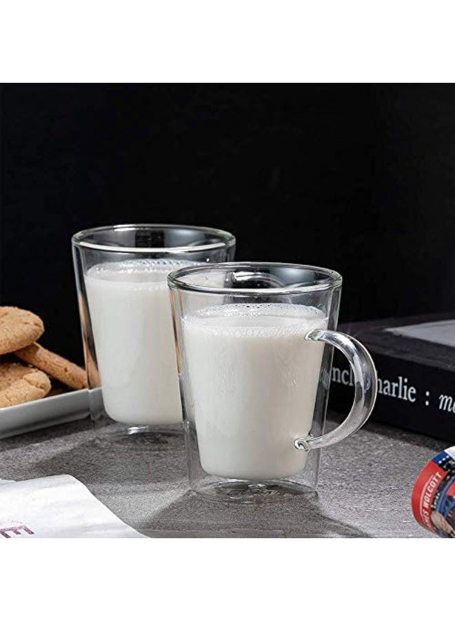 BLACKSTONE Double Wall Espresso Glass Cups Set of 2 Borosilicate Insulated Clear Arabic Coffee Cups with Handle for Hot Drinks, DH407 (100ML, 2 Piece Set) - Image 2