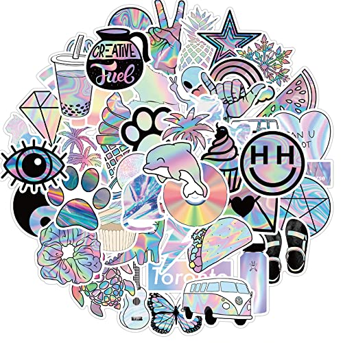 iDream Self-Adhesive Holographic Laser Theme Stickers (Set of 50) - Decorative, Vibrant, Durable, 3-8 cm, Perfect for Crafting, Scrapbooking, Party Decorations, DIY Projects and Personalizing Items - Image 2