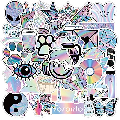 iDream Self-Adhesive Holographic Laser Theme Stickers (Set of 50) - Decorative, Vibrant, Durable, 3-8 cm, Perfect for Crafting, Scrapbooking, Party Decorations, DIY Projects and Personalizing Items - Image 1