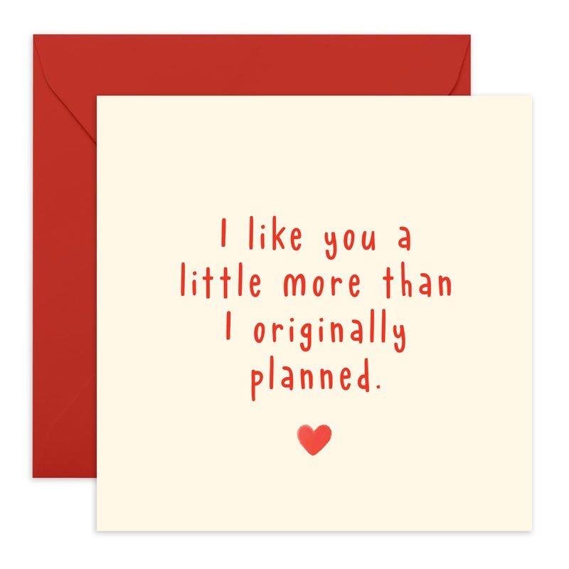 Central 23 Valentines Day Card - Funny Engagement Card - Sweet Thinking Of You Card - I Like You Card For Valentines Day - I Like You More Than I Planned - I Love You Gifts For Him Her - Comes With Stickers - Image 1