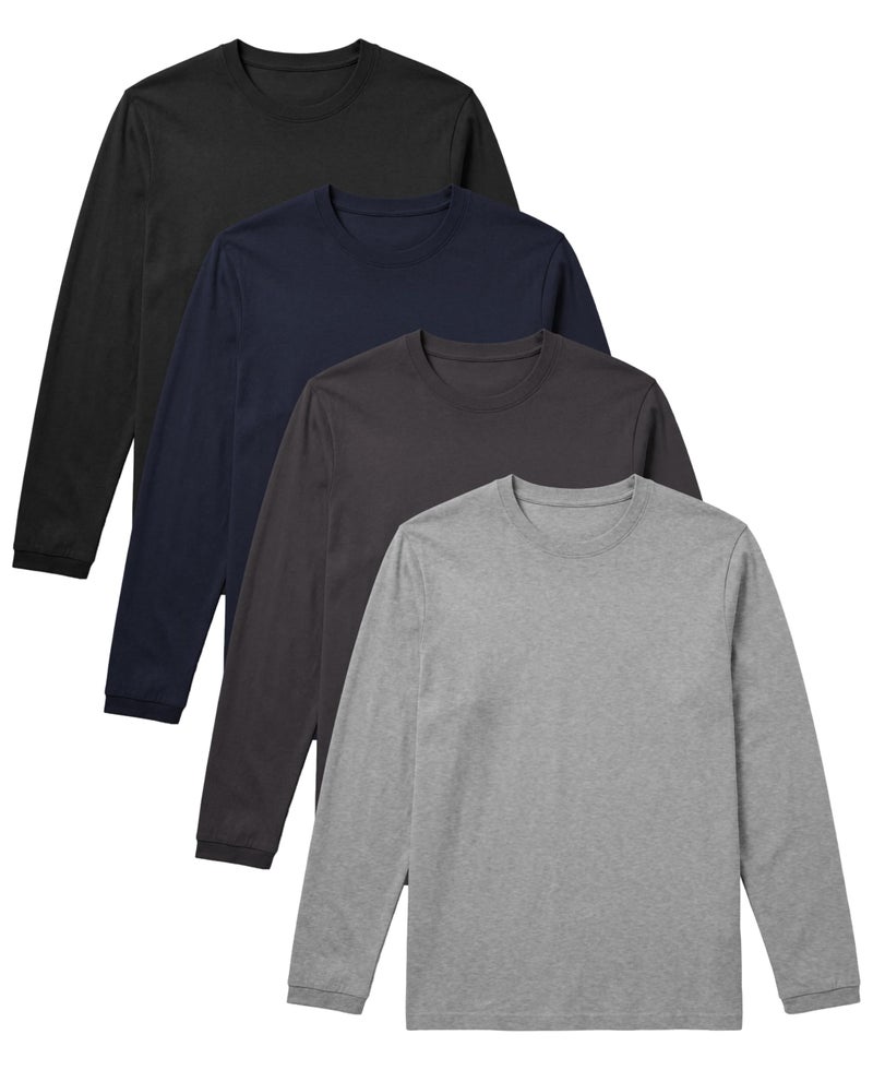 Andrew Scott Long Sleeve T-Shirt Pack | Ultra Soft 100% Cotton Color Crew Neck Tees | Multi Packs & Colors - Image 1