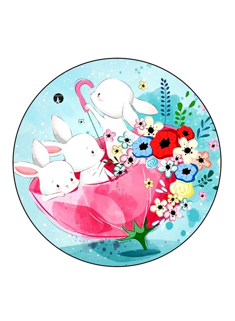 RKN Rabbits Printed Large Round Pin Badge Multicolour - Image 1