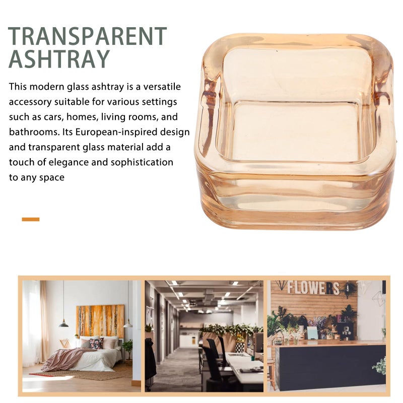 صحن رماد من الزجاج الكهرماني للسيارة المنزل الداخلي الفناء الإسكندنافي أسلوب ملحق التدخين - Image 4