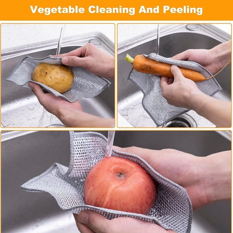 ARRX Multipurpose Wire Dishwashing Rags for Wet and Dry Stainless Steel Scrubber NonScratch Wire Dishcloth for Washing Dishes Sinks Counters Easy Rinsing Machine Washable Pack of 6 - Image 2