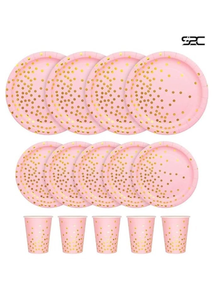 175 PCS SERVES 25 HEAVY DUTY PINK GOLD DISPOSABLE PARTY SUPPLIES WITH PAPER PARTY PLATES, NAPKINS, CUPS, SPOONS, FORKS FOR WEDDING, BIRTHDAY, ANNIVERSARY, GRADUATION DINNERWARE SET (PINK GOLD)