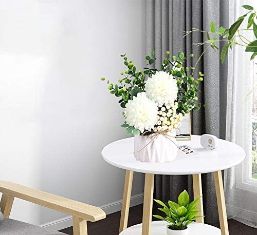 LADADA Artificial Flower Hydrangea and Small CeramicVase Fake Plant Eucalyptus Leaf Berry Flower Arrangement for Home Decoration (White) - Image 3