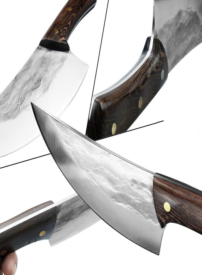 Osowake Butcher Knife, Cleaver knife for Meat Cutting - 7'' Sharp Multi-Purpose Meat Cleaver Forged in Fire for De-Boning/Slicing/Cutting/Mincing at Slaughter House/Restaurant/Kitchen - Image 3