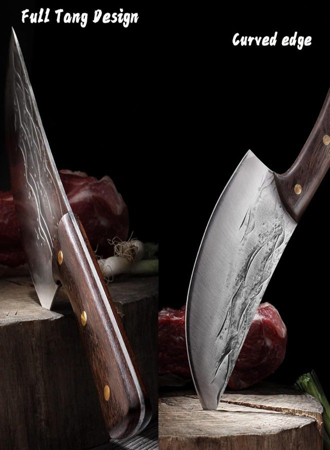 Osowake Butcher Knife, Cleaver knife for Meat Cutting - 7'' Sharp Multi-Purpose Meat Cleaver Forged in Fire for De-Boning/Slicing/Cutting/Mincing at Slaughter House/Restaurant/Kitchen - Image 5