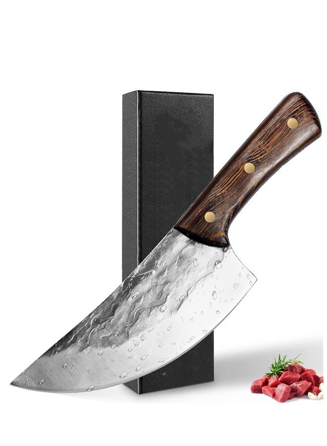 Osowake Butcher Knife, Cleaver knife for Meat Cutting - 7'' Sharp Multi-Purpose Meat Cleaver Forged in Fire for De-Boning/Slicing/Cutting/Mincing at Slaughter House/Restaurant/Kitchen - Image 1