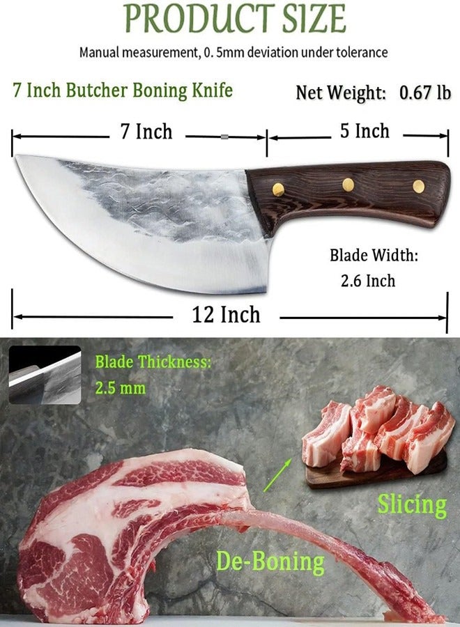 Osowake Butcher Knife, Cleaver knife for Meat Cutting - 7'' Sharp Multi-Purpose Meat Cleaver Forged in Fire for De-Boning/Slicing/Cutting/Mincing at Slaughter House/Restaurant/Kitchen - Image 2