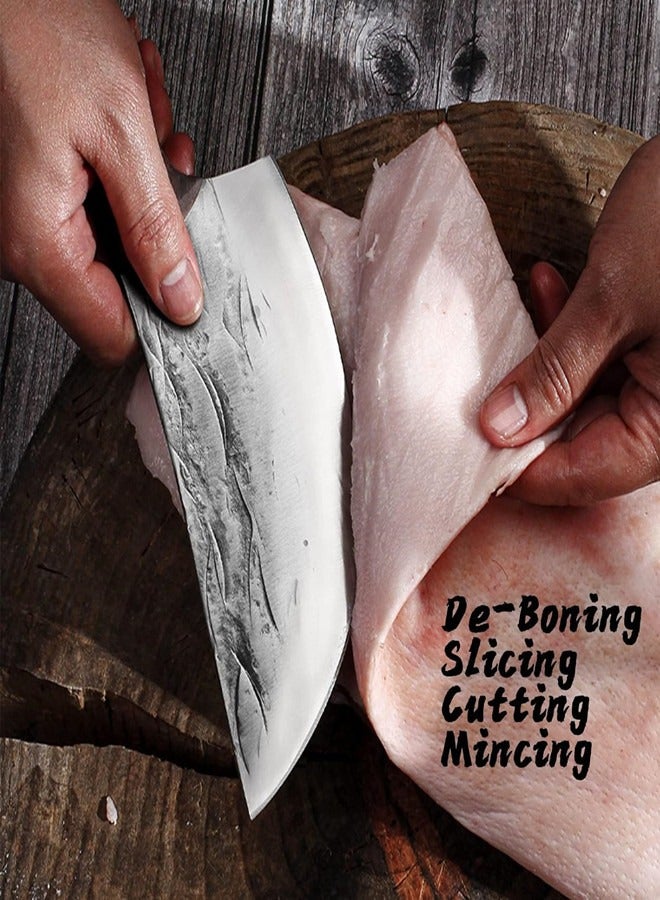 Osowake Butcher Knife, Cleaver knife for Meat Cutting - 7'' Sharp Multi-Purpose Meat Cleaver Forged in Fire for De-Boning/Slicing/Cutting/Mincing at Slaughter House/Restaurant/Kitchen - Image 4