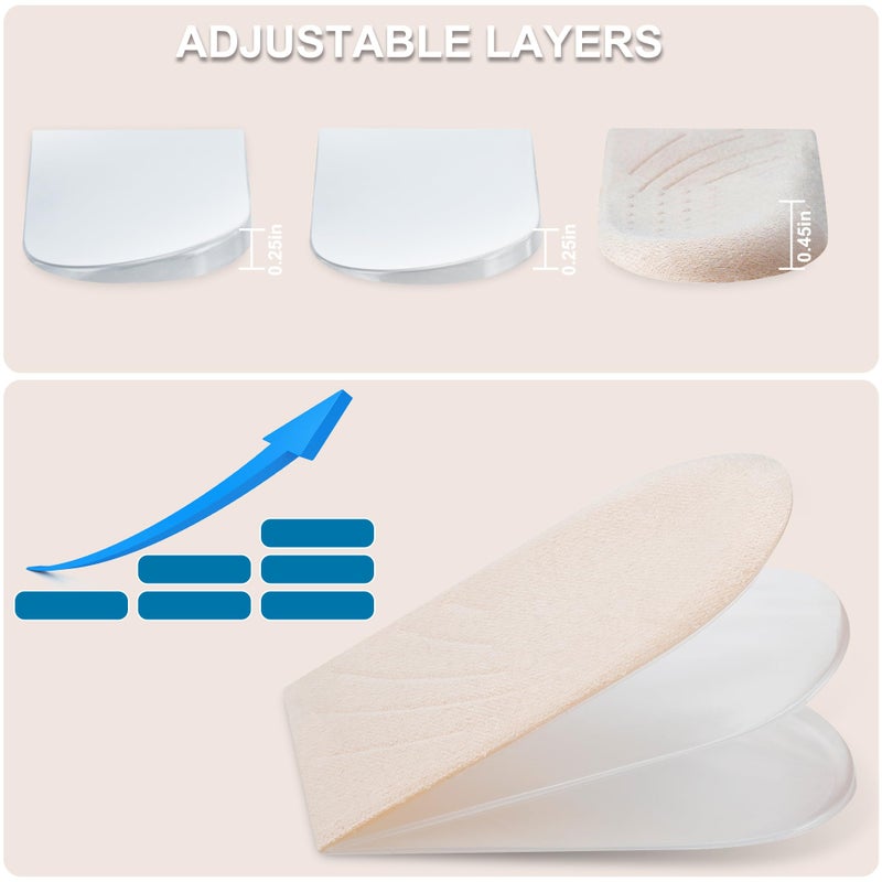 Wonderwin 2 Pairs 3 Layers Medial & Lateral Heel Wedge Silicone Insoles - Corrective Adhesive Shoe Inserts for Foot Alignment, Knock Knee Pain, Bow Legs, Osteoarthritis for Men and Women(Large) - Image 2