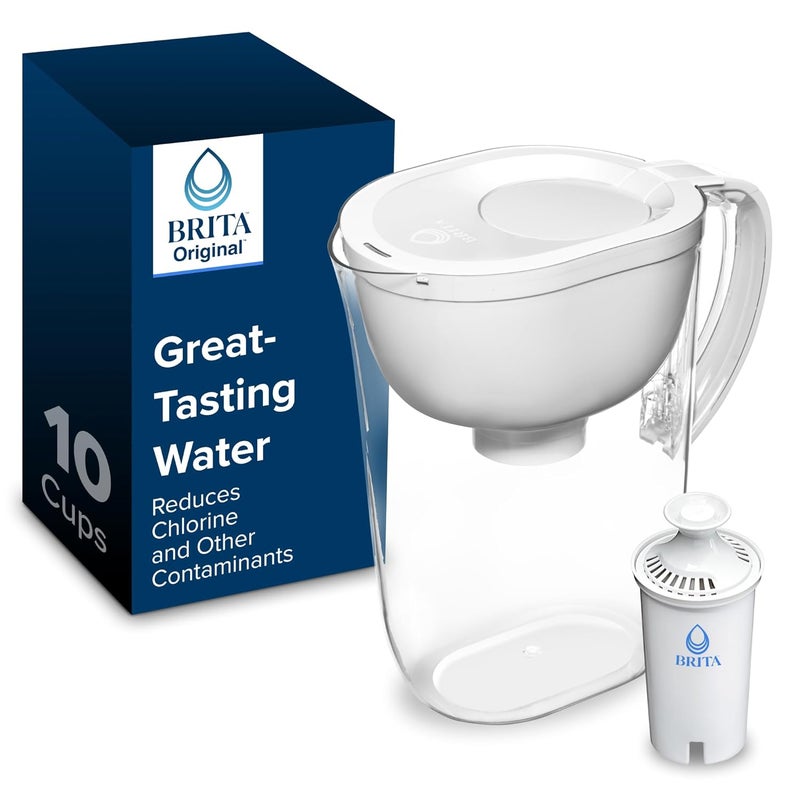 BRITA Large Water Filter Pitcher for Tap and Drinking Water, Includes 1 Standard Filter, BPA-Free, Lasts Two Months, 10-Cup Capacity, Bright White - Image 1