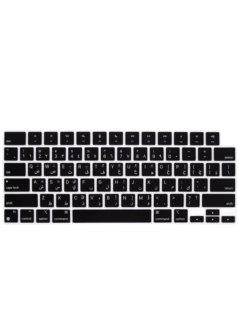 US Arabic Keyboard Cover Skin for 2024-2022 MacBook Air 13.6 15 inch M3 M2 A3113 A3114 A2681 A2941 2023-2021 MacBook Pro 14 16.2 inch M3 M2 M1 Pro/Max A2918 A2992 A2779 A2780 A2991 Color Black  - Image 1