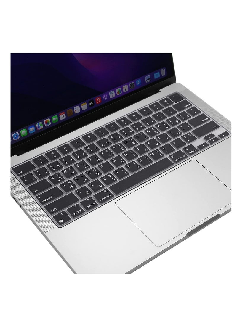 US Arabic Keyboard Cover Skin for 2024-2022 MacBook Air 13.6 15 inch M3 M2 A3113 A3114 A2681 A2941 2023-2021 MacBook Pro 14 16.2 inch M3 M2 M1 Pro/Max A2918 A2992 A2779 A2780 A2991 Color Black  - Image 3