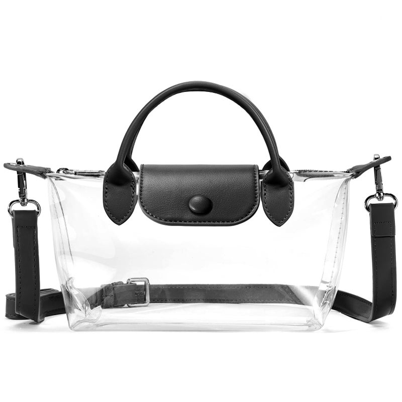 BOSTANTEN Clear Bag for Stadium Approved Small Crossbody Purse Handbags for Concerts Sports Events Black - Image 1