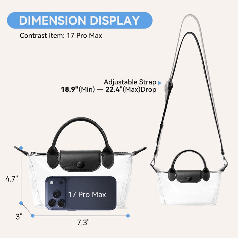 BOSTANTEN Clear Bag for Stadium Approved Small Crossbody Purse Handbags for Concerts Sports Events Black - Image 4