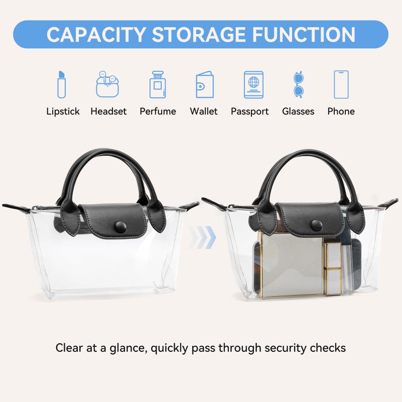 BOSTANTEN Clear Bag for Stadium Approved Small Crossbody Purse Handbags for Concerts Sports Events Black - Image 5