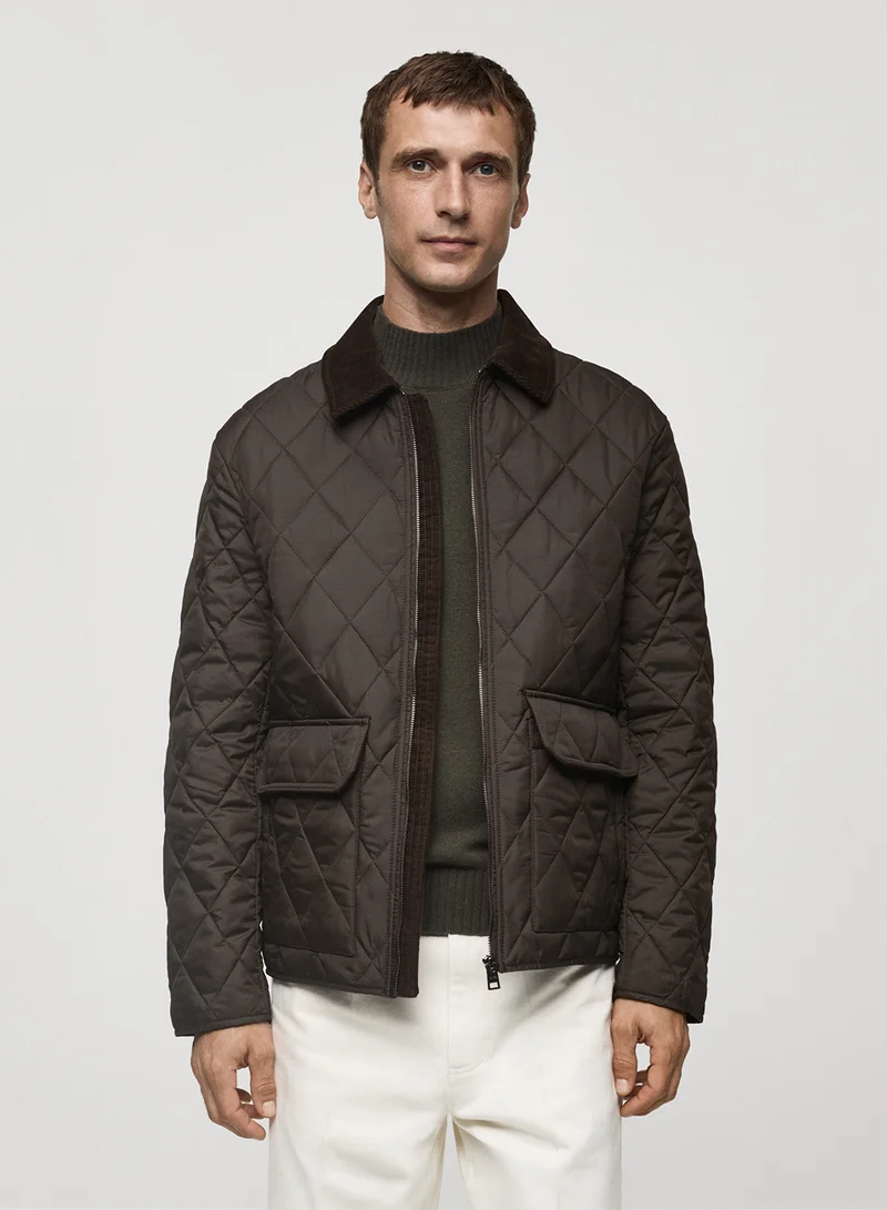 Mango Man Gabriel Quilted Pocket Detailed Jacket