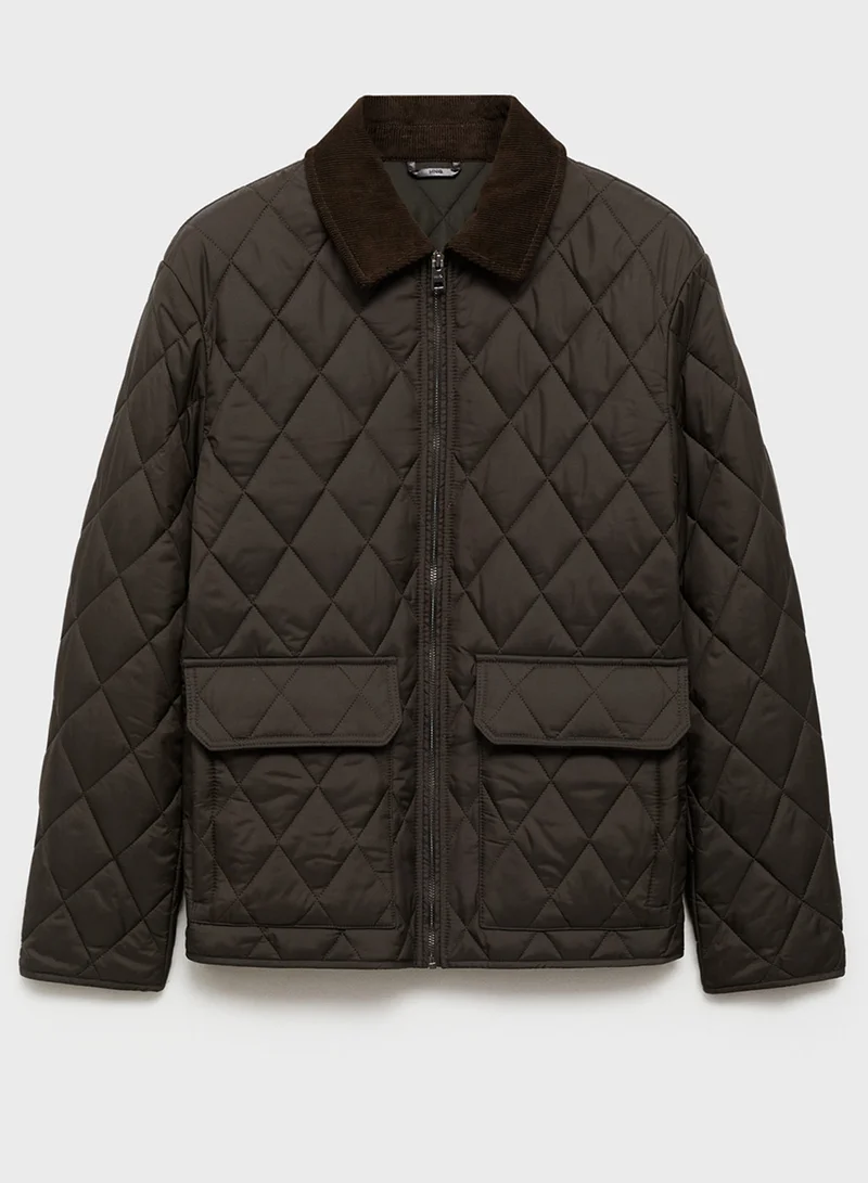 Mango Man Gabriel Quilted Pocket Detailed Jacket