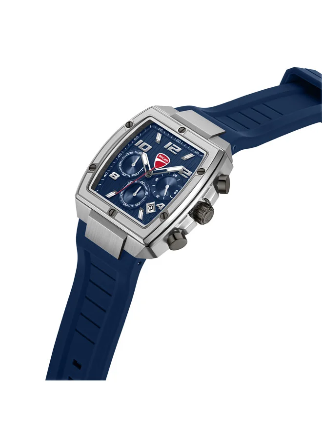 Ducati Pioneer Blue Dial, Silicone Strap, Chronograph Watch for Men, 41mm