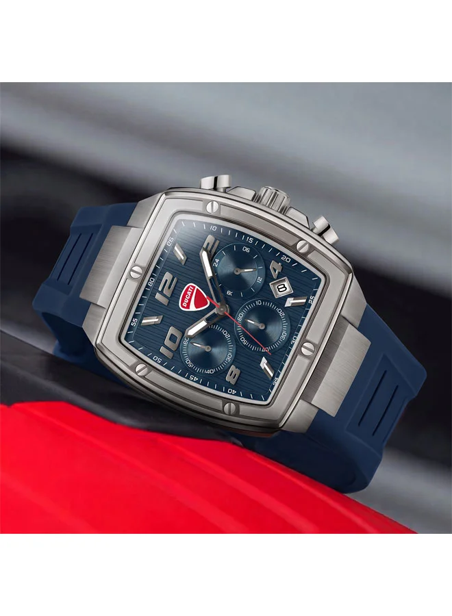 Ducati Blue Pioneer Blue Dial, Silicone Strap, Chronograph Watch for Men, 41mm for Men | Best Price UAE