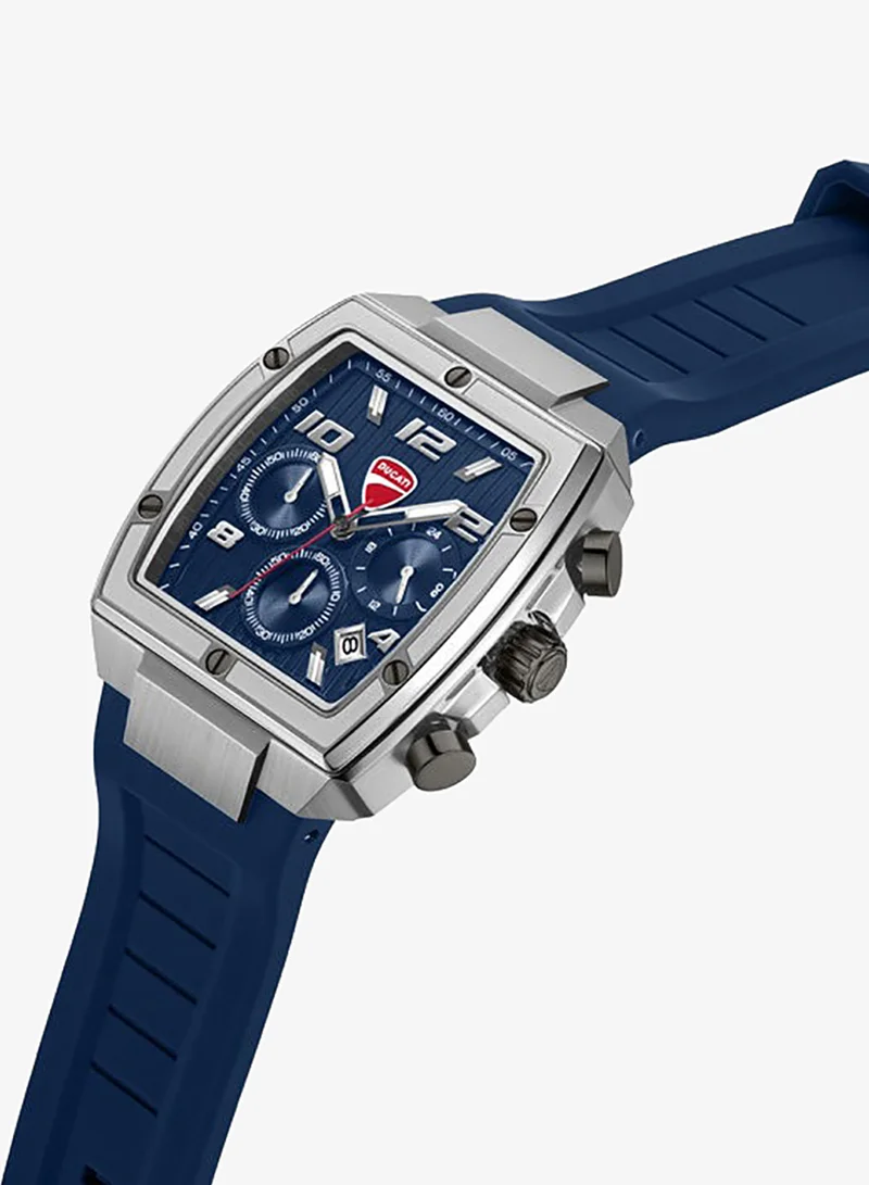 Ducati Pioneer Blue Dial, Silicone Strap, Chronograph Watch for Men, 41mm