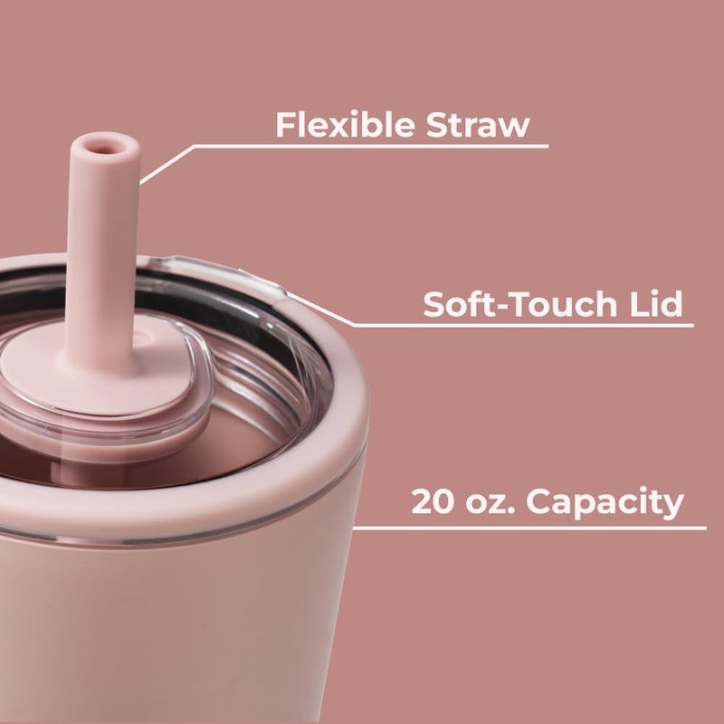 HydroJug Everyday Tumbler 20 oz – Ceramic-Lined Insulated Tumbler with Straw and Soft-Touch Lid, Cup Holder Friendly, Double-Wall Vacuum Insulation, Reusable Travel Cup – Dusty Rose - Image 4