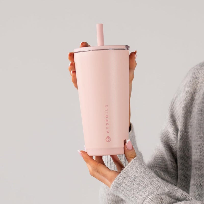 HydroJug Everyday Tumbler 20 oz – Ceramic-Lined Insulated Tumbler with Straw and Soft-Touch Lid, Cup Holder Friendly, Double-Wall Vacuum Insulation, Reusable Travel Cup – Dusty Rose - Image 5