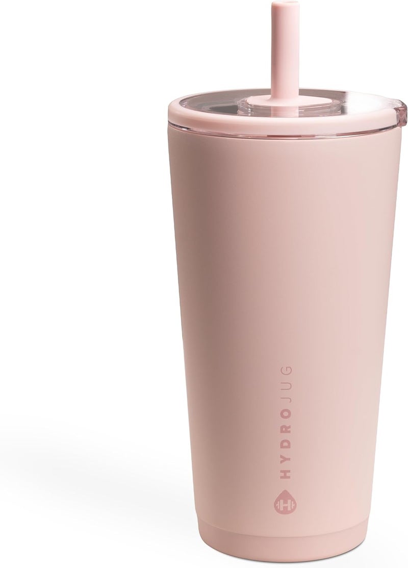 HydroJug Everyday Tumbler 20 oz – Ceramic-Lined Insulated Tumbler with Straw and Soft-Touch Lid, Cup Holder Friendly, Double-Wall Vacuum Insulation, Reusable Travel Cup – Dusty Rose - Image 1
