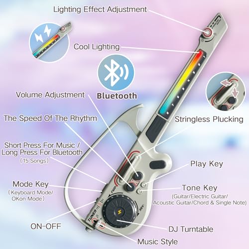 RedCrab Kids Electric Guitar Play SetKid Guitars with DJ Turntable Bluetooth Lights 4 Tones3 Styles Guitar for Kids Ages 35 59 912 as Birthday Christmas and Childrens Day Gift GrayGreen - Image 5