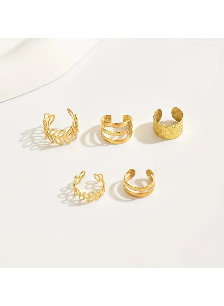 Goolsky 5pcs/set Timeless Chic Ear Cuff Jewelry Set - Elegant Iron Designs for Women, Perfect for Daily, Party, Holiday Wear, Fashion Trendy Accessories - Image 2