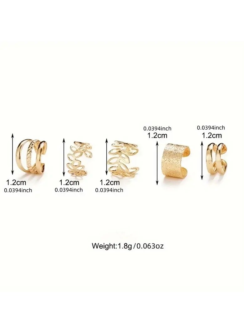 Goolsky 5pcs/set Timeless Chic Ear Cuff Jewelry Set - Elegant Iron Designs for Women, Perfect for Daily, Party, Holiday Wear, Fashion Trendy Accessories - Image 3