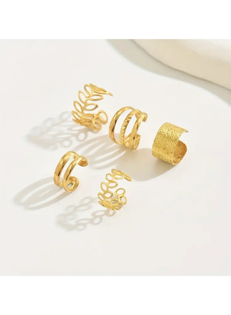 Goolsky 5pcs/set Timeless Chic Ear Cuff Jewelry Set - Elegant Iron Designs for Women, Perfect for Daily, Party, Holiday Wear, Fashion Trendy Accessories - Image 4