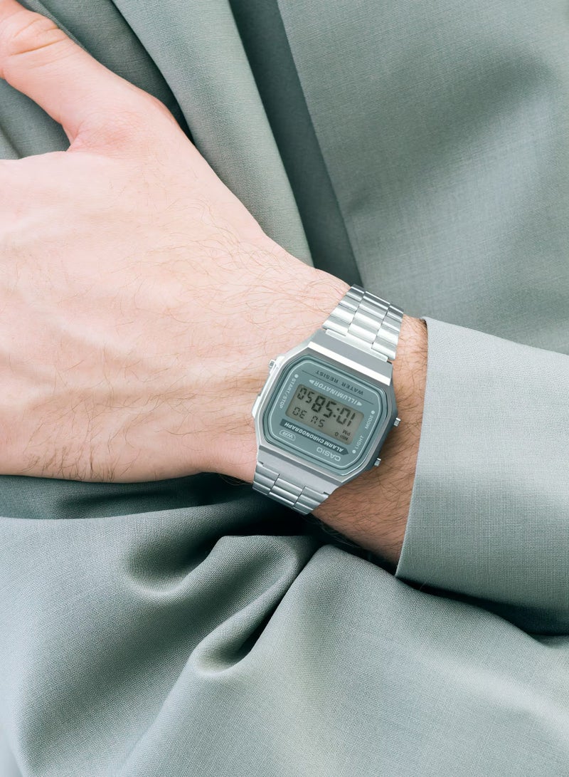 CASIO ساعة رقمية للجنسين بسوار من الفولاذ المقاوم للصدأ من سلسلة Vintage Series A-168WA-3AYDF - Image 3