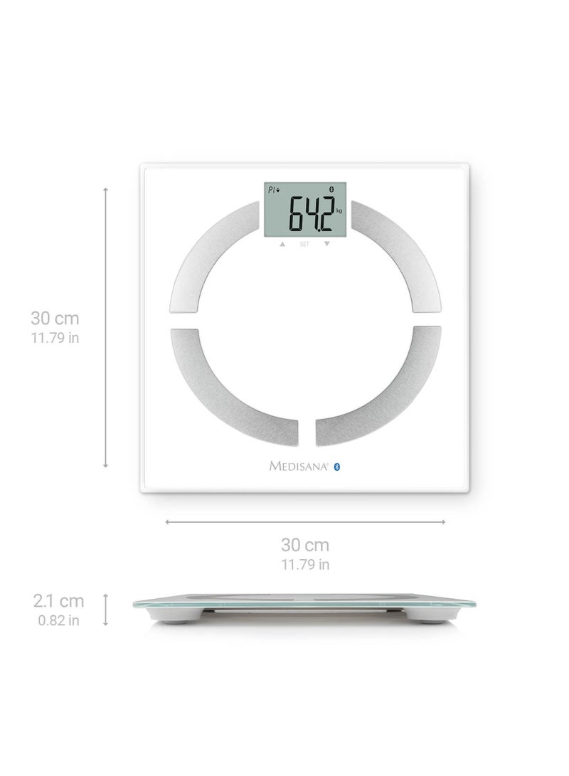 Medisana BS 444 Bluetooth Digital Body Fat Scale - 180 kg / 396lb - Bathroom Weighing Scale for Body Weight, BMI, Body Fat, Muscle Mass, BMR, Body Composition Analyzer with Smartphone App - 40444 - Image 2