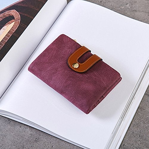 AOXONEL Women's Rfid Small Bifold Leather Wallet Ladies Mini Zipper Coin Purse id card Pocket,Slim Compact Thin (Purple) - Image 4