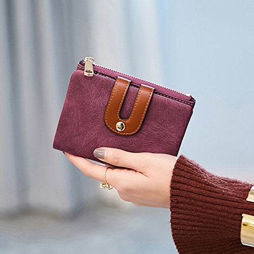 AOXONEL Women's Rfid Small Bifold Leather Wallet Ladies Mini Zipper Coin Purse id card Pocket,Slim Compact Thin (Purple) - Image 5