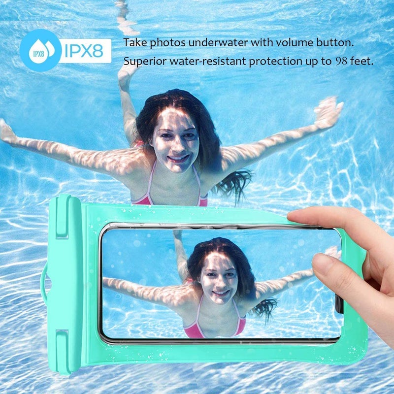 Waterproof Plastic Phone Case, Underwater Phone Pouch Dry Bag with Lanyard for Swimming Snorkeling Raining Dustproof